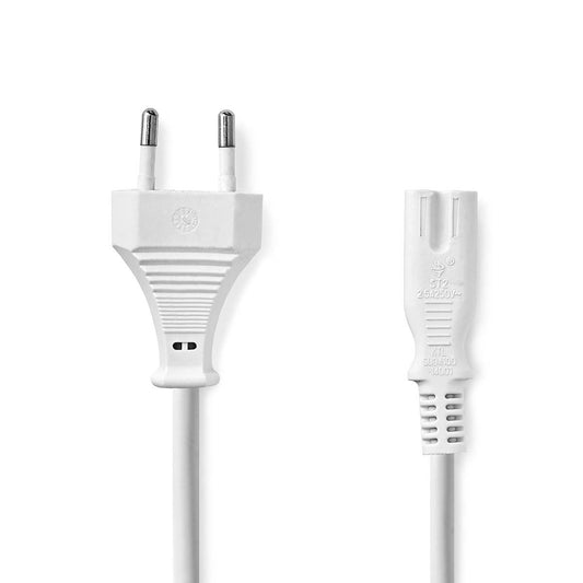Nedis Power Cable Euro Male IEC-320-C7 Straight Straight 3m Flat PVC White