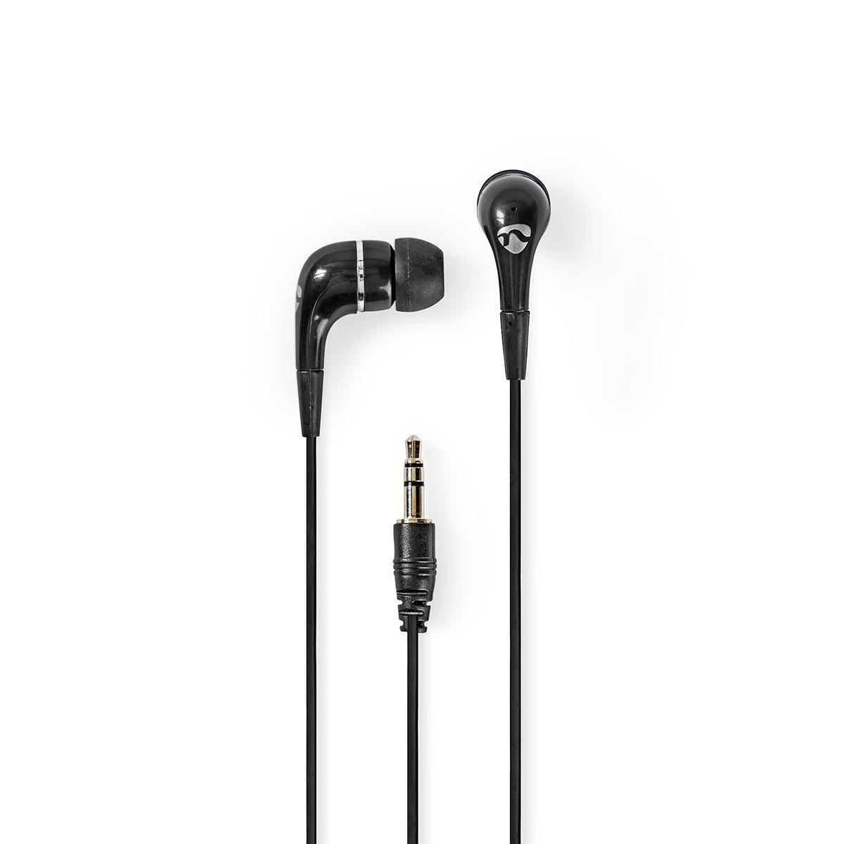 Nedis Wired Headphones 1.2m Round Cable In-Ear Black HPWD1001BK