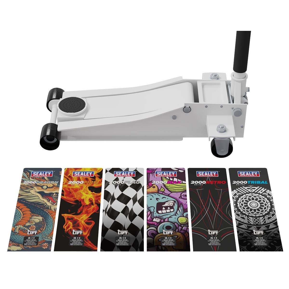 Sealey Low Entry Custom Design Trolley Jack w/ Rocket Lift 2 Tonne White 2000CW