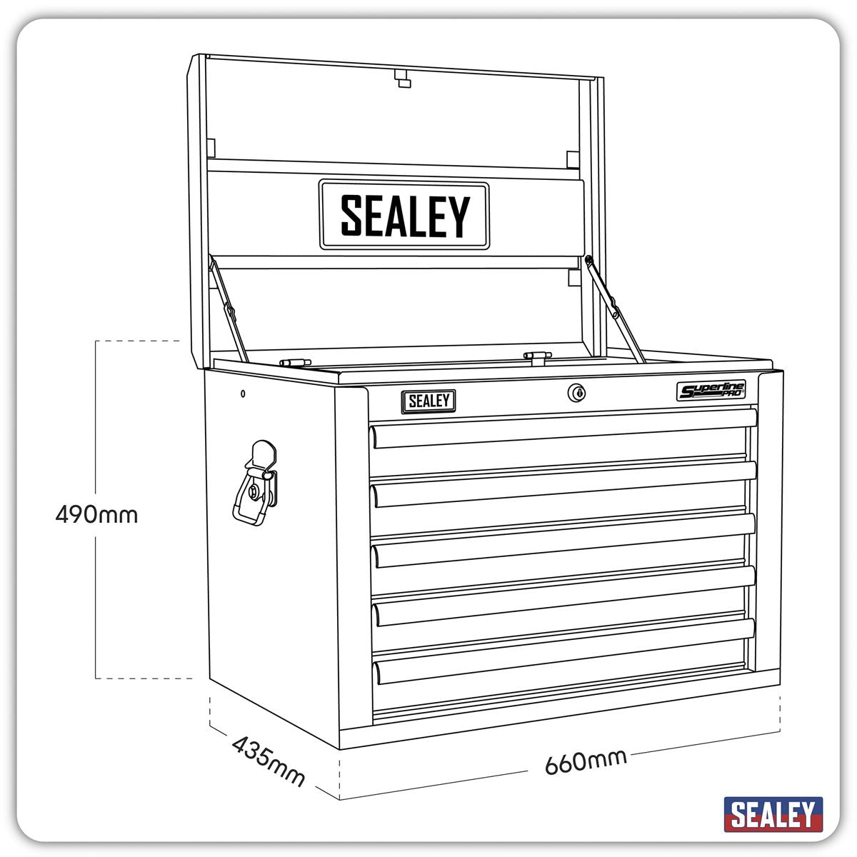 Sealey Superline Pro Heavy-Duty Topchest 5 Drawer - Khaki AP26059TK