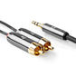 5m Stereo Audio Cable 3.5mm Male to 2x RCA Male Gun Metal Grey Braided Cable - CATB22200GY50