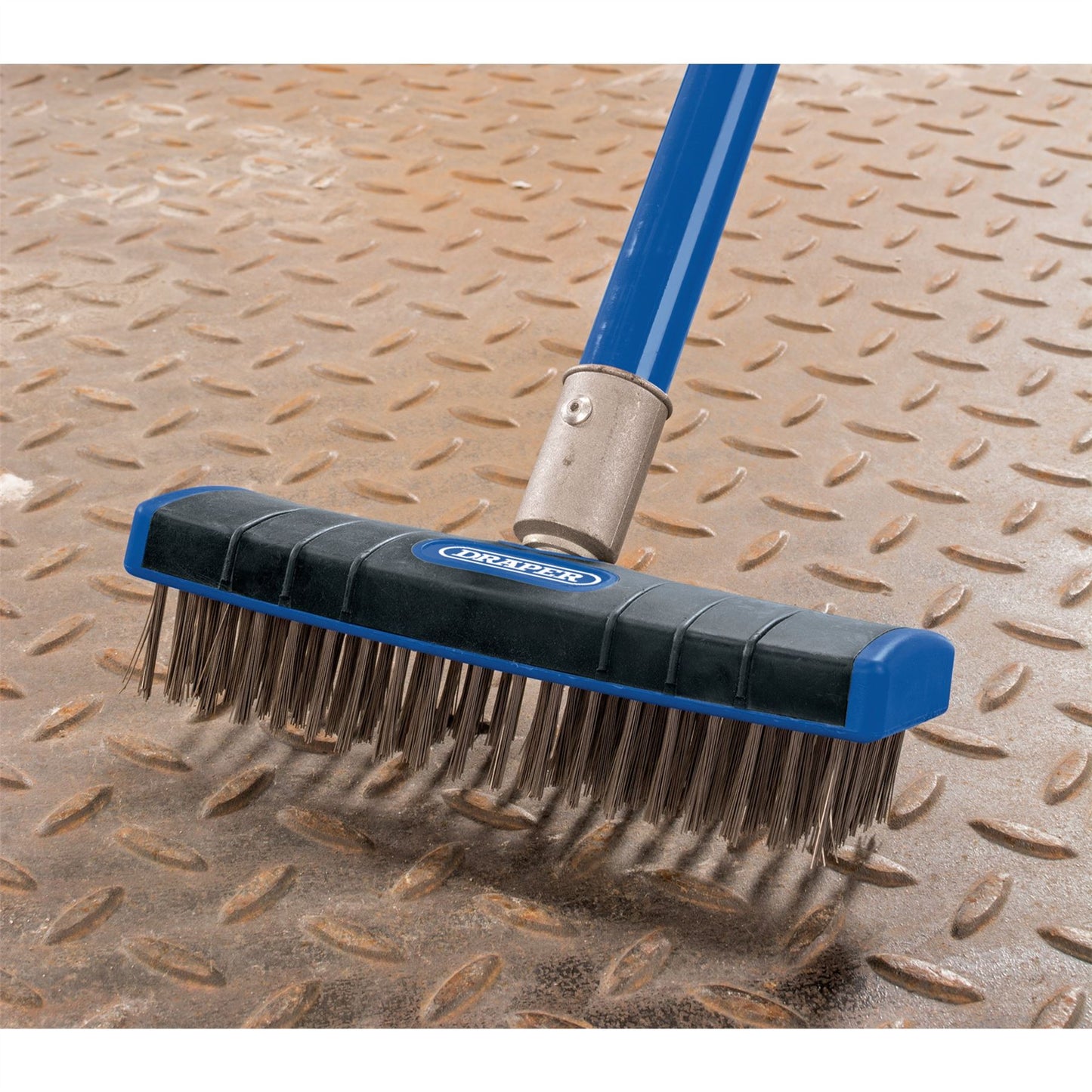 Draper Stainless Steel Bristle Scrub Brush With Soft Grip Handle - 180mm - 17189