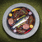 Dellonda Round MgO Fire Pit with BBQ Grill, 60cm, Safety Mesh Screen Light Grey