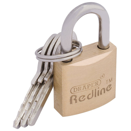 Draper Redline 68019 Padlock Brass 20mm Padlock-Brass Cylinder 20