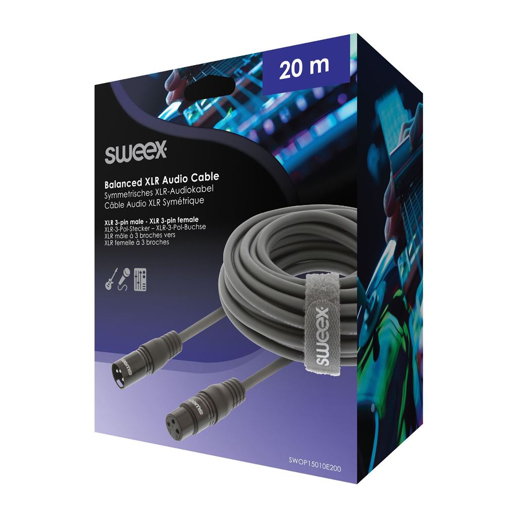 Sweex XLR Stereo Cable XLR 3-Pin Male to XLR 3-Pin Female 20m Dark Grey - COTG15010GY200