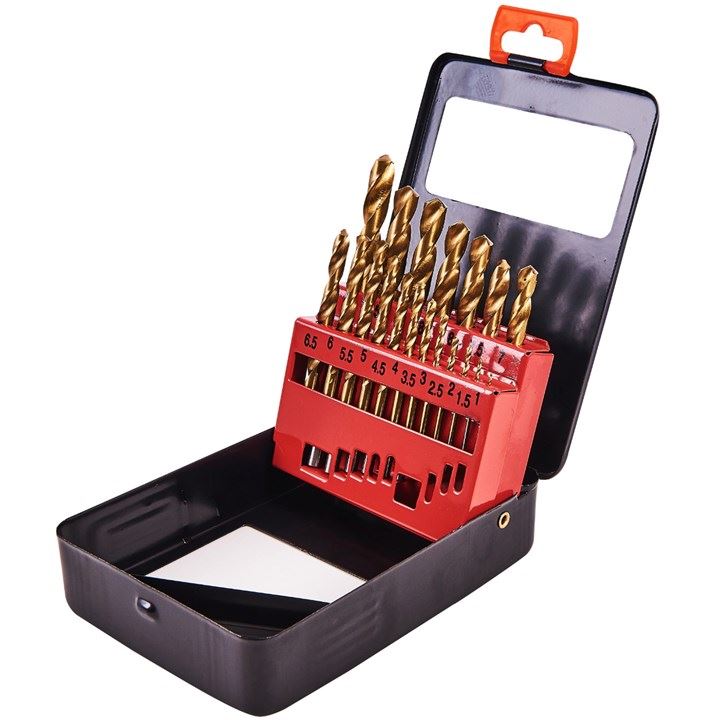 Amtech 19 Piece Titanium Nitrade Drill Bit Set 1 10 mm+Storage Case Diy - F1140