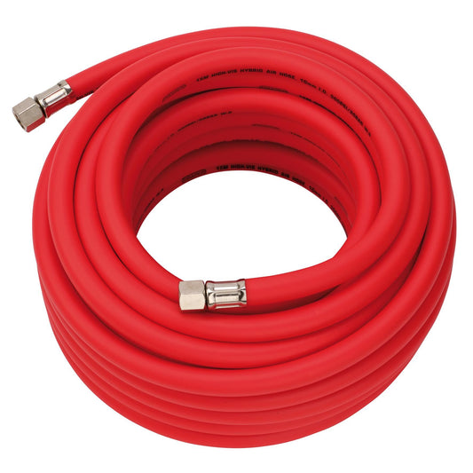 Draper High Visibility Hybrid Air Hose, 15m x 10mm, 1/4" BSP, Red