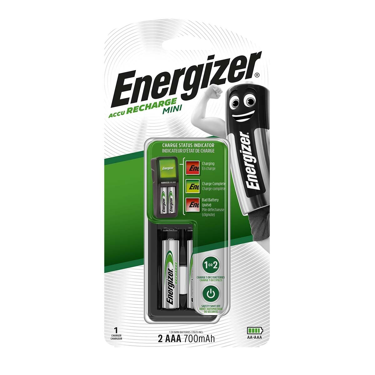 Energizer NiMH Battery Charger AA/AAA 1.2 VDC 2x AAA/LR03 Euro Safety functions
