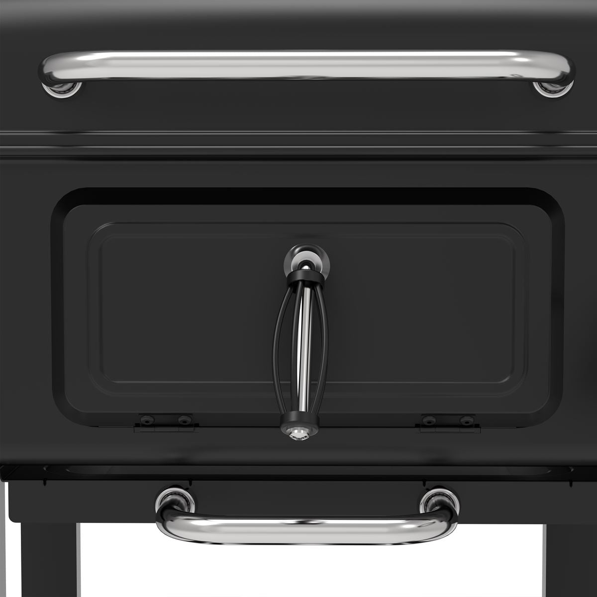 Dellonda Charcoal Grill BBQ Smoker and Trolley with 2 Side Shelves - Black DG283