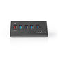 Nedis USB Hub 5-Port USB 3.0 Powered QC3.0 Charge Port 5 Gbps Aluminium - UHUBUP3510BK