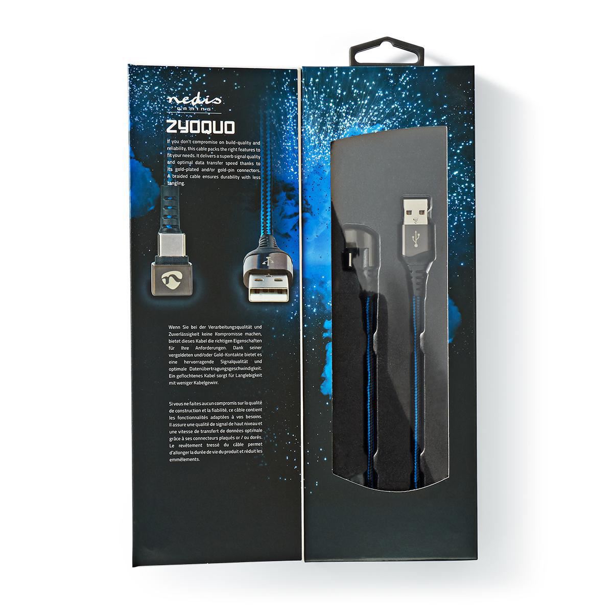 Nedis USB Cable USB 2.0 USB-A Male USB Type-C Male 480 Mbps Gold Plated 2m Round - GCTB60600BK20