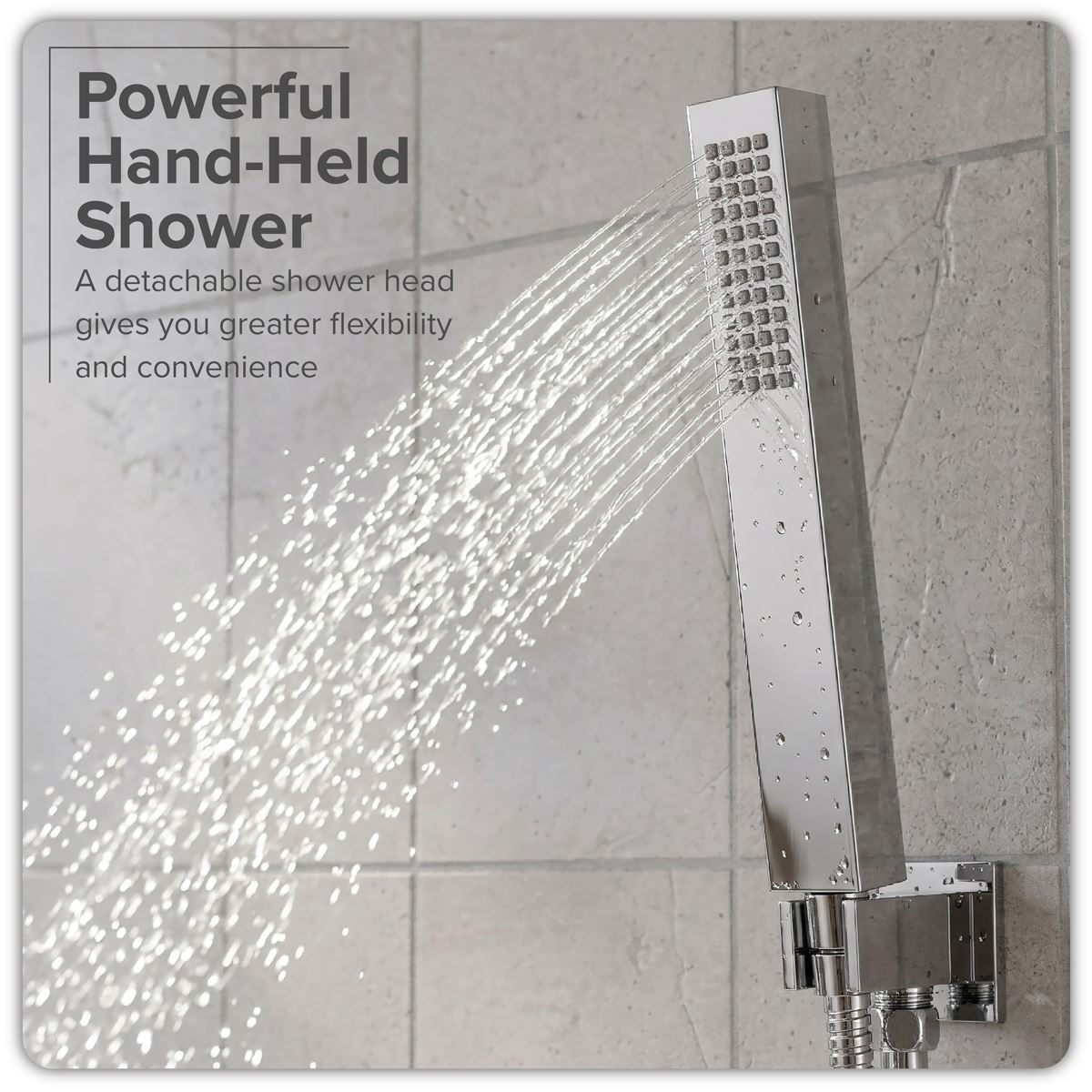 Baridi Concealed Thermostatic Shower Set 20 x 20cm Square Head & Hand Shower - Chrome DH320