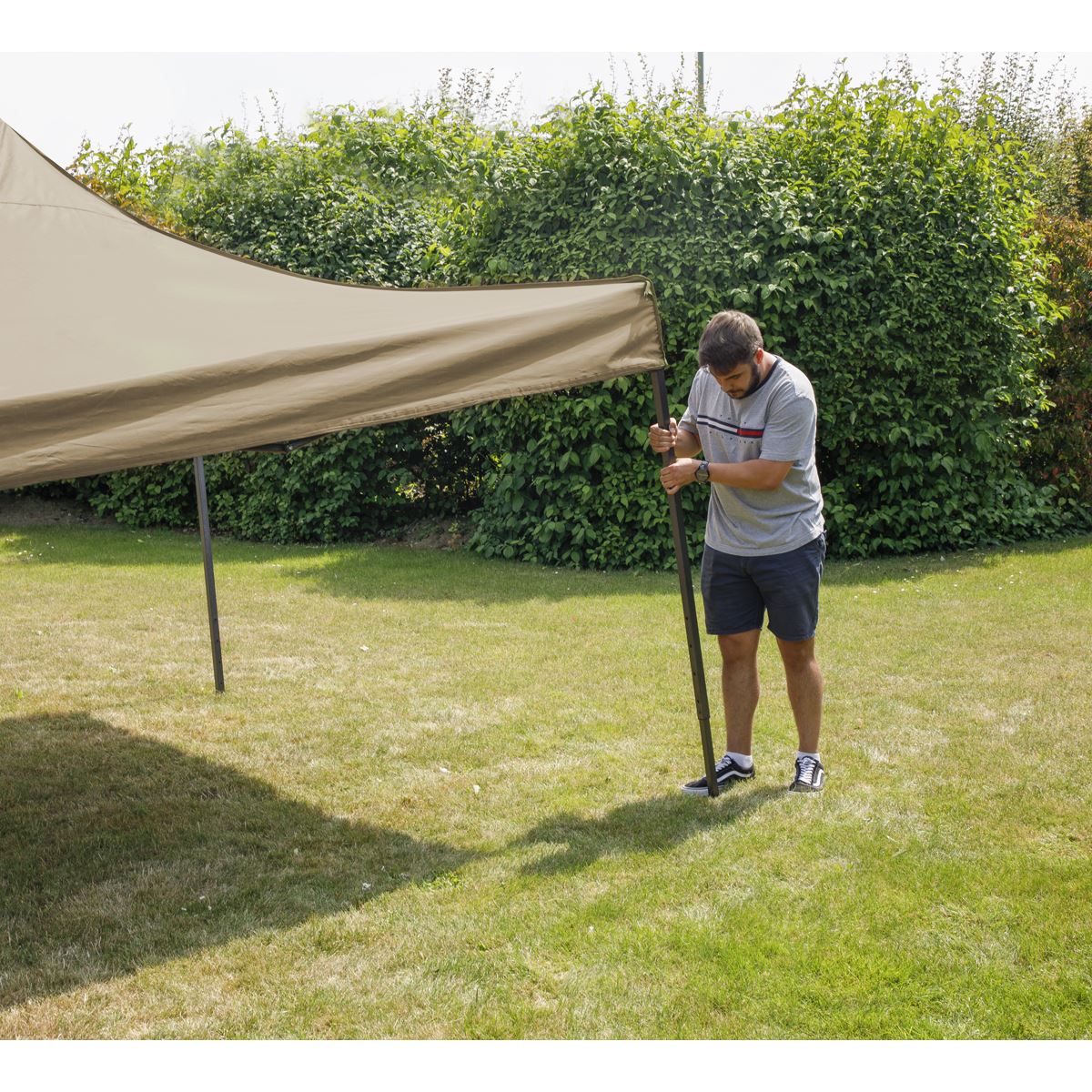 Dellonda Premium 3 x 3m Pop-Up Gazebo, PVC Coated, Water Resistant Fabric, Supplied with Carry Bag, Rope, Stakes & Weight Bags - Beige Canopy DG130