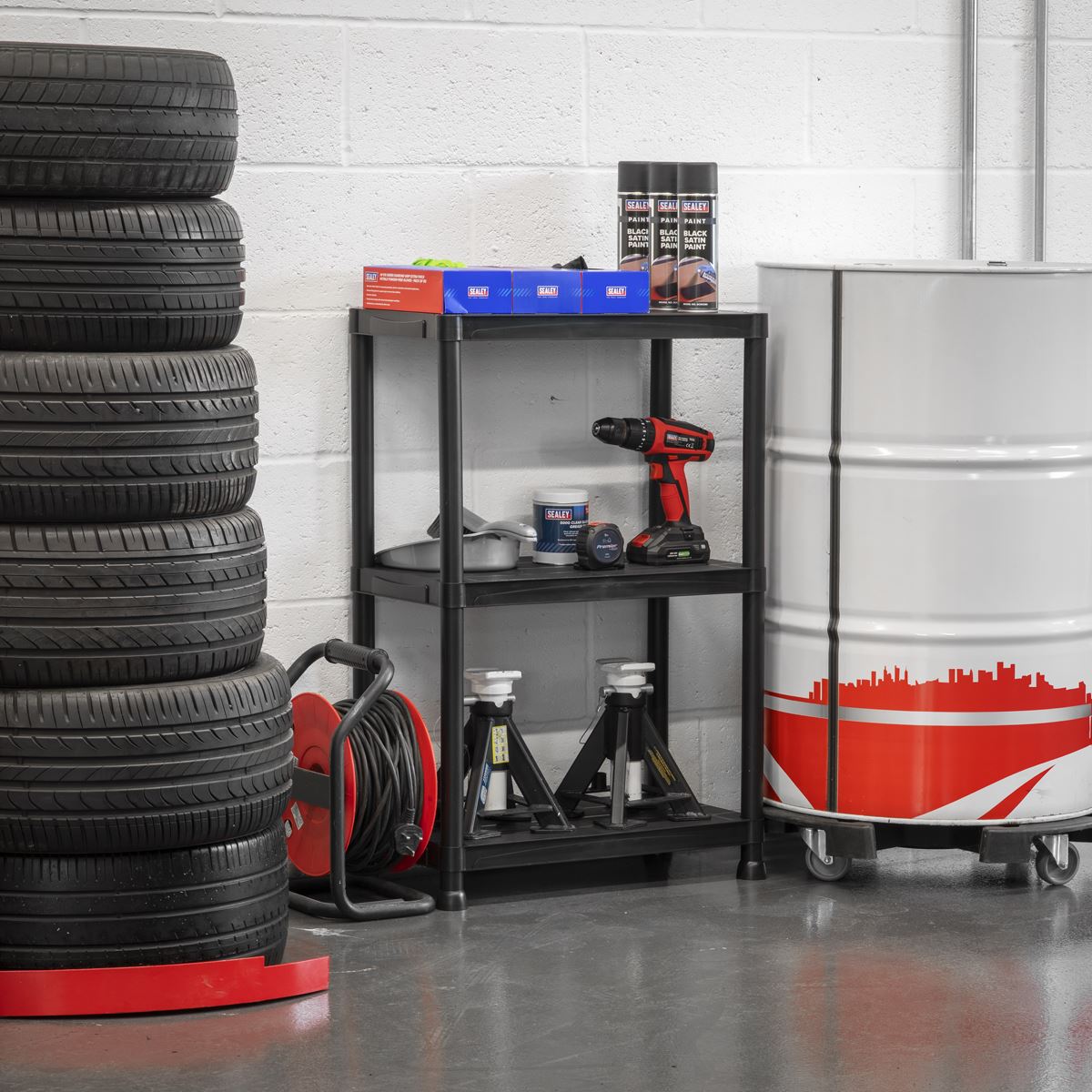 Sealey Plastic Racking Unit with 3 Shelves 25kg Capacity Per Level APPR3