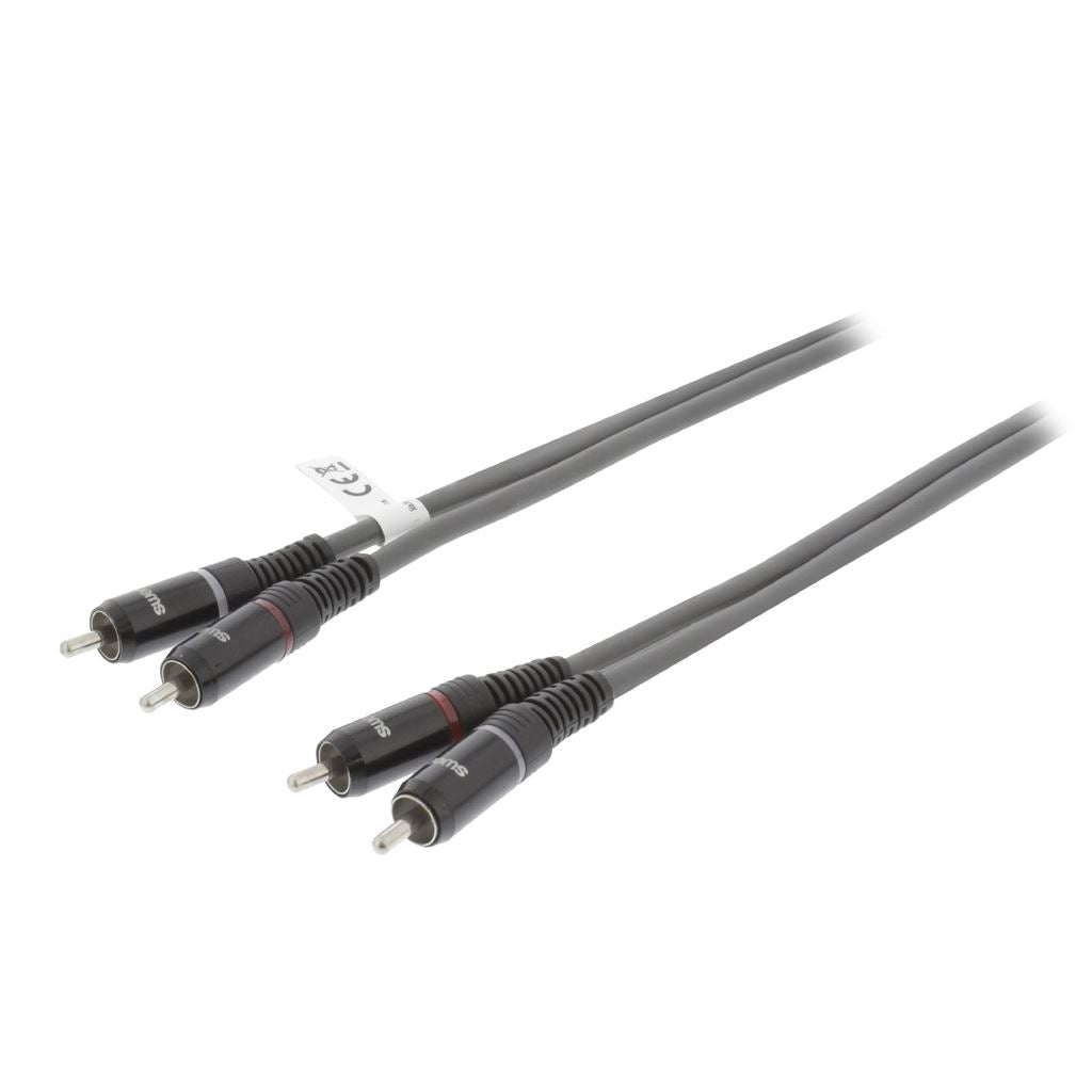 Sweex Stereo Audio Cable 2x RCA Male to 2x RCA Male 3m Dark Grey SWOP24200E30 - COTH24200GY30