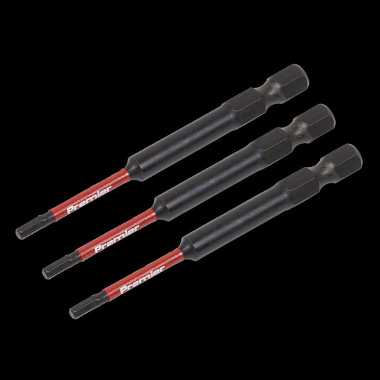 Sealey Premier Hex 2.5mm Impact Power Tool Bits 75mm - 3pc AK8260
