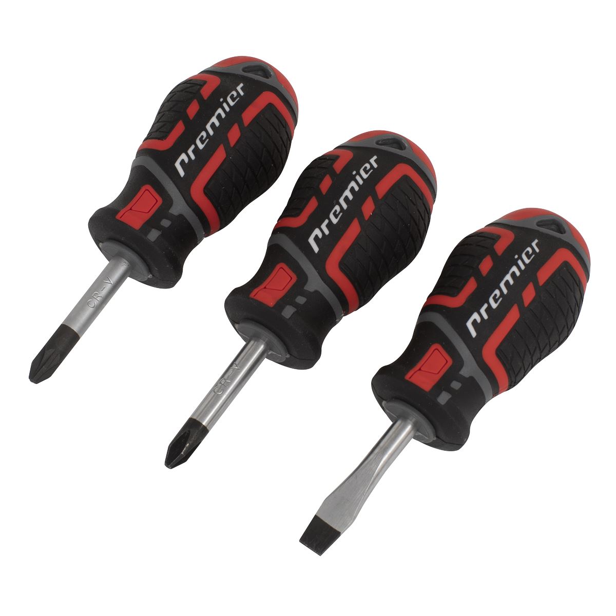 Sealey Screwdriver Set 3pc GripMAX Stubby AK4328