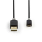 Nedis USB Cable USB 2.0 USB-A Male USB Micro-B Male 480 Mbps Gold Plated 2m