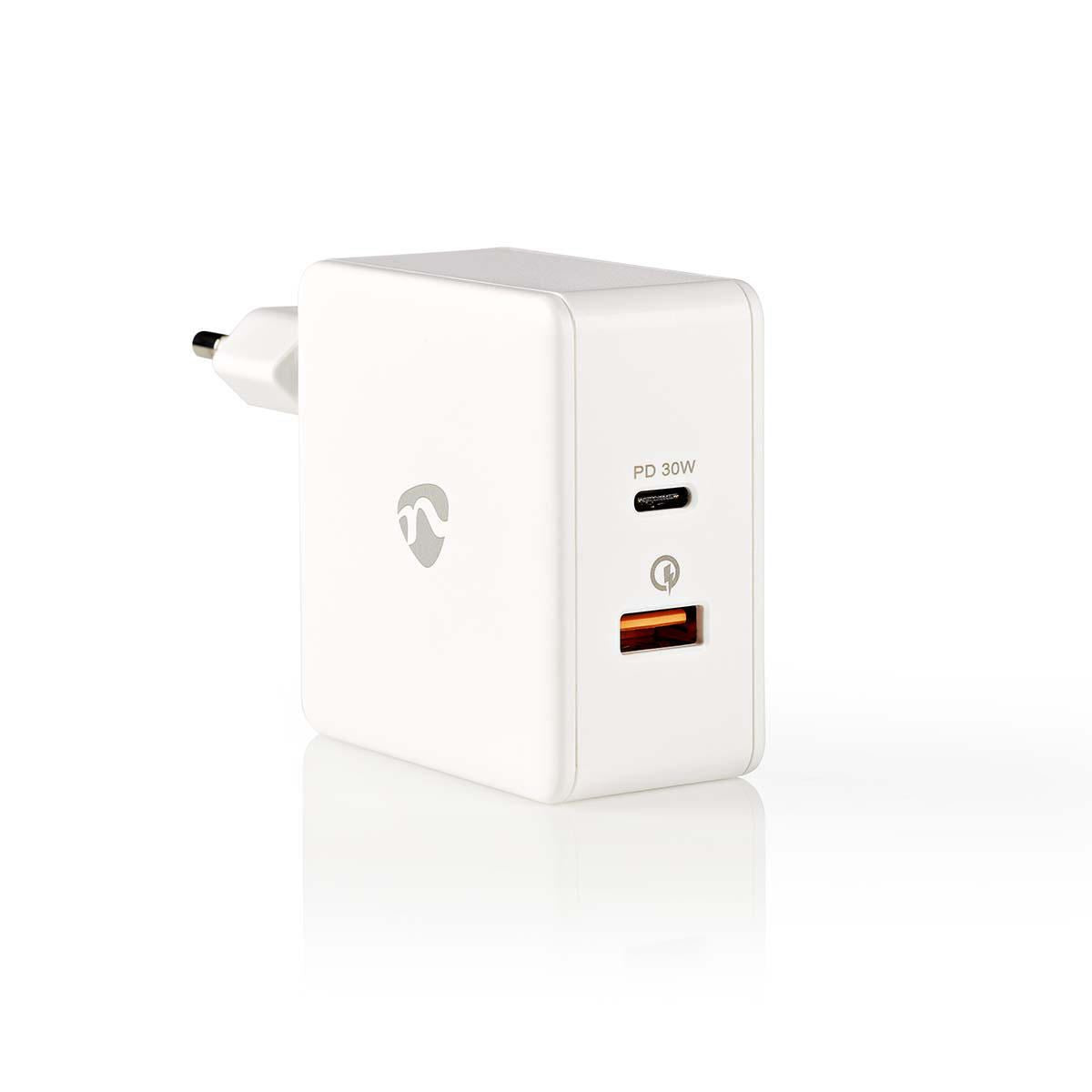 Nedis Wall Charger 3.0A USB (QC)/USB-C Power Delivery 30W White WCPD30W110WT