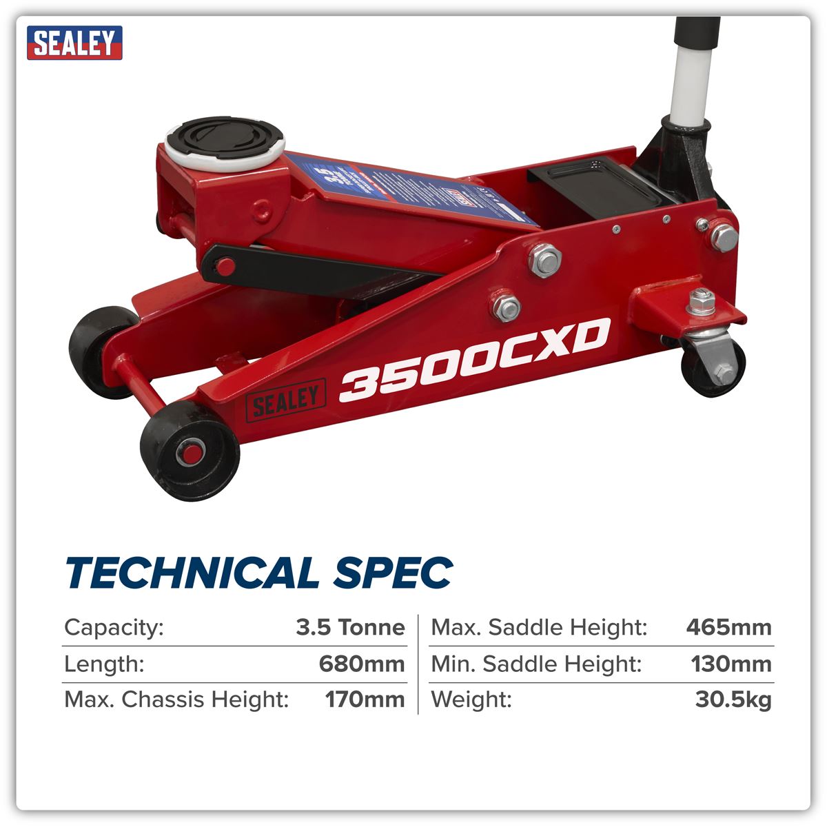 Sealey Trolley Jack with Super Rocket Lift 3.5 Tonne 3500CXD