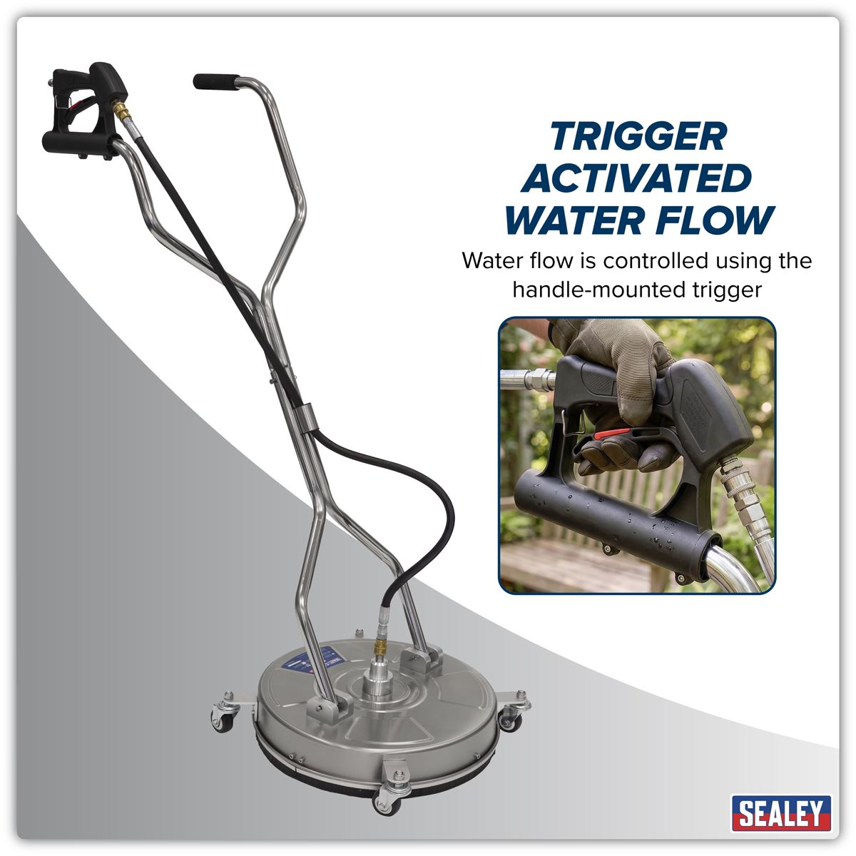 Sealey 18" Surface Cleaner with Dual Handle & Rotating Spray Bar
