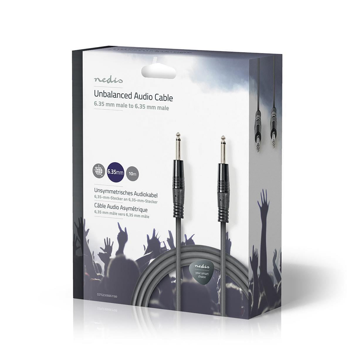 Nedis Unbalanced Audio Cable 6.35mm Male to 6.35mm Male 10m Grey COTG23000GY100