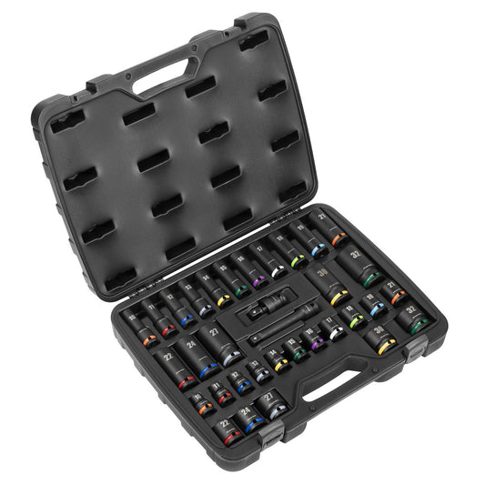 Sealey Impact Socket Set 1/2"Sq Drive 34pc Colour Coded AK5635M