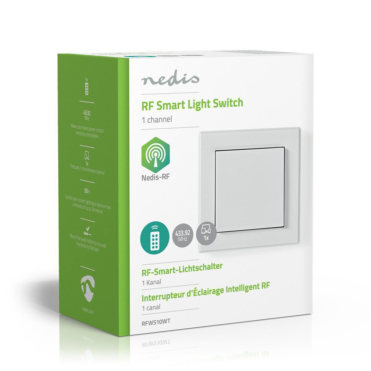 Nedis RF Wall Switch Single 433.92 MHz - Control one or multiple lights - RFWS10WT
