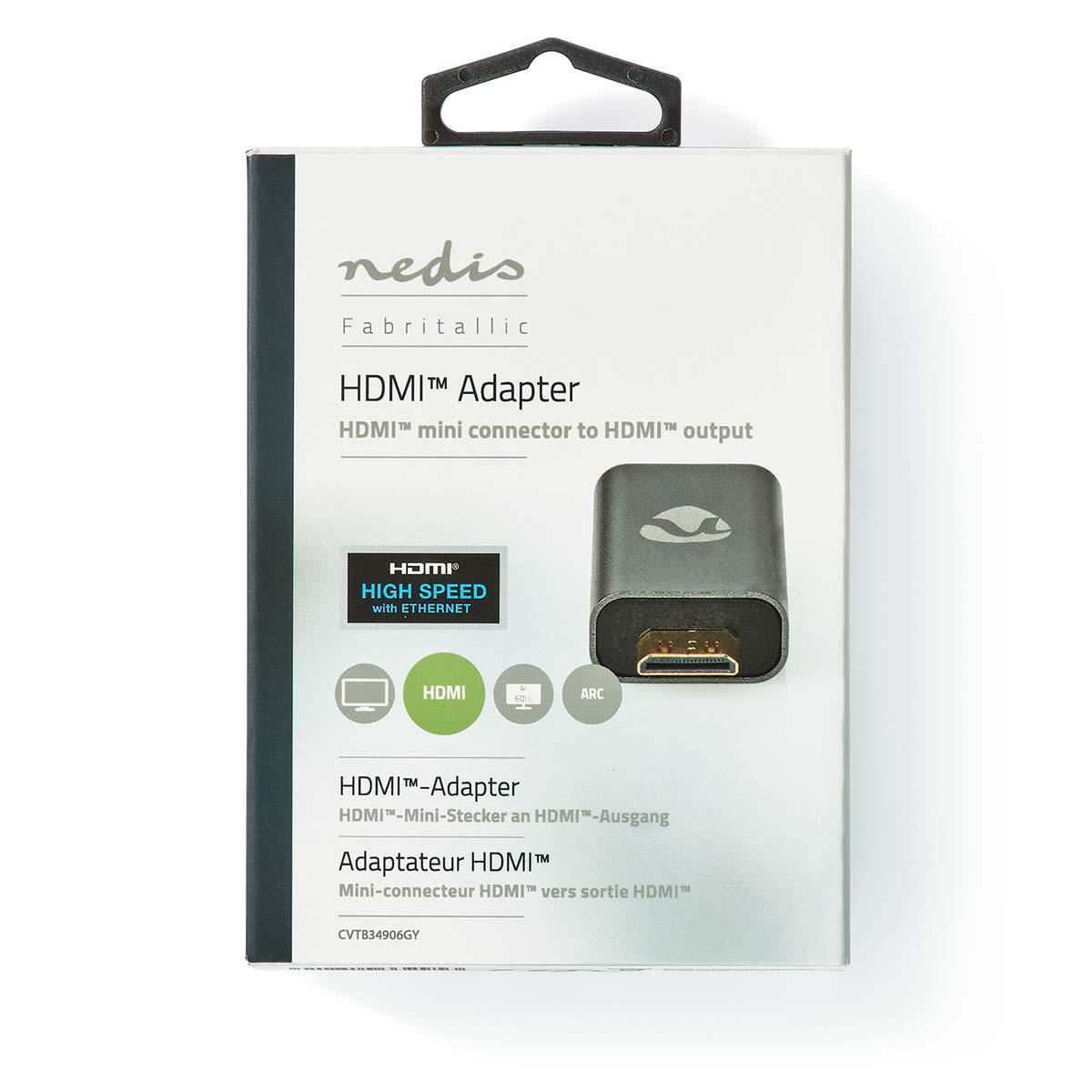 Nedis HDMI  AdapterHDMI Male / HDMI  Mini ConnectorHDMI Female / HDMI  OutputGo - CVTB34906GY