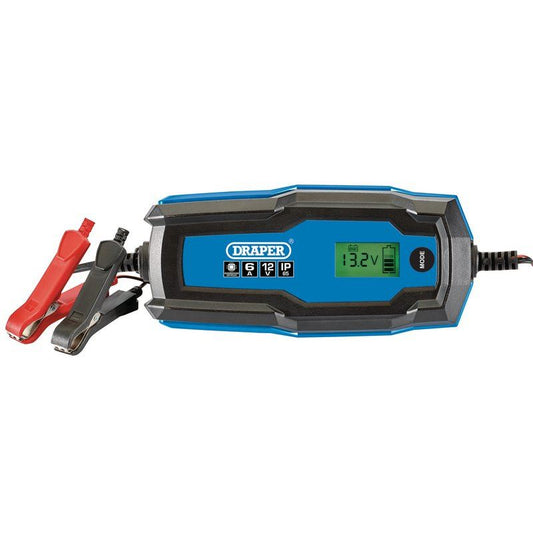 Draper 6V/12V Smart Charger and Battery Maintainer 6A Trickle Charge Booster - 53490
