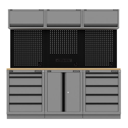 Sealey Superline Pro Black Edition Storage System with Rubber Wood Worktop 2.04m