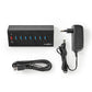 Nedis USB Hub 8-Port USB 3.0 Powered QC3.0 5 Gbps - UHUBUP3810BK