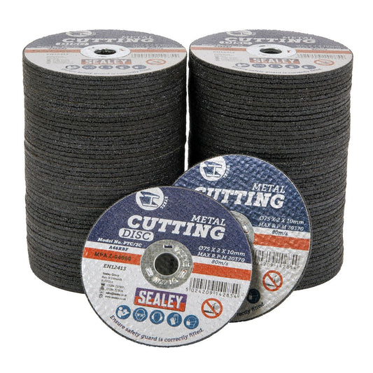 Sealey Cutting Disc Pack of 100 75 x 2mm 10mm Bore PTC/3C100