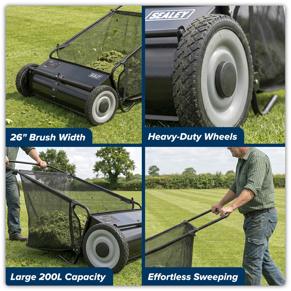 Sealey 26" Walk Behind Garden Sweeper 200L Capacity SLS26