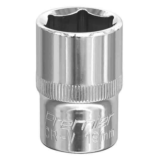 Sealey WallDrive Socket 19mm 1/2"Sq Drive Fully Polished SP1219