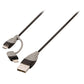 Bandridge 2-in-1 sync and charge cable USB 2A male to Micro B male with attached Lightning adapter 1m black - BBM39400B10