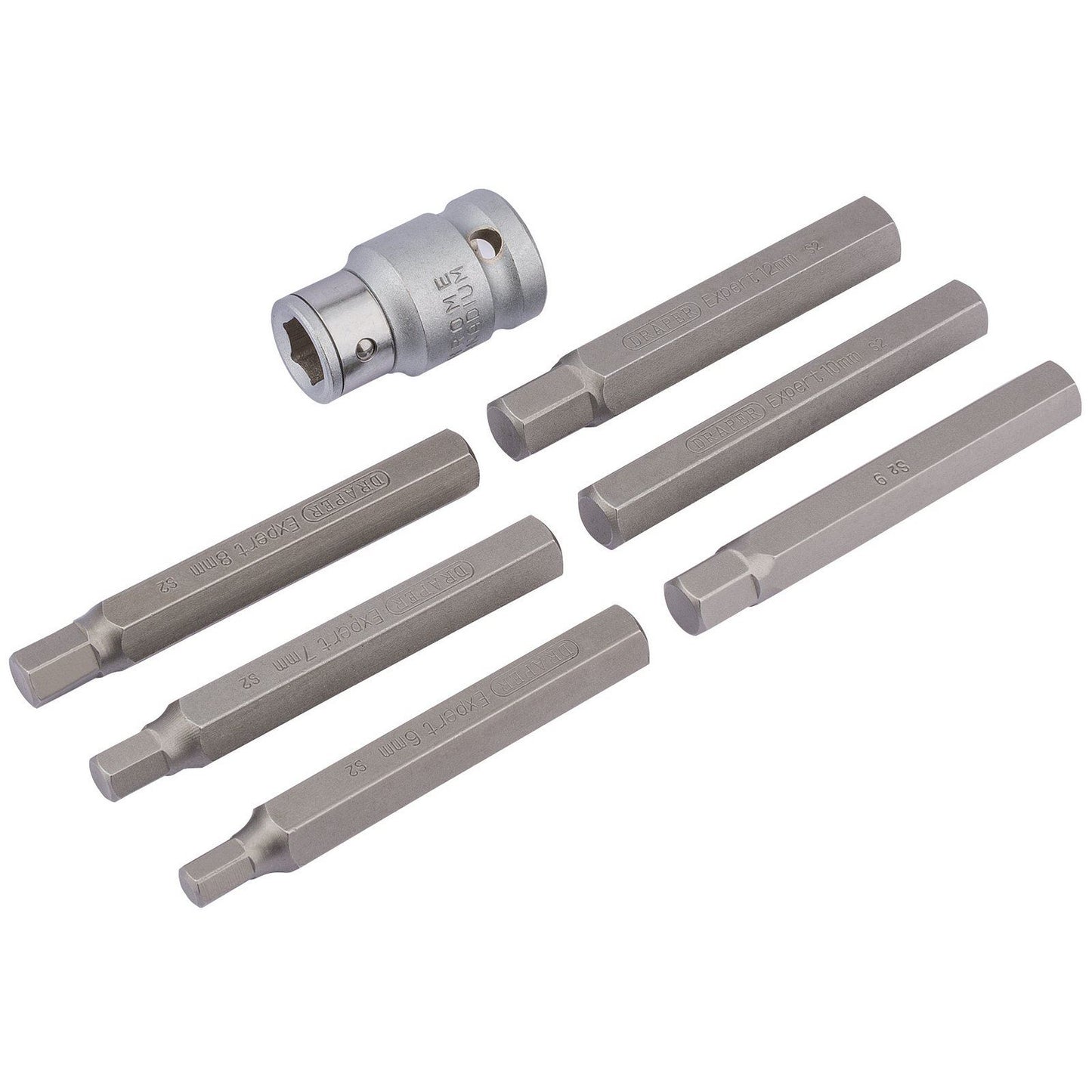 Draper Expert 6mm - 12mm Hexagon Bit Set and Holder 1/2" Square Drive (7 Piece) - 83564