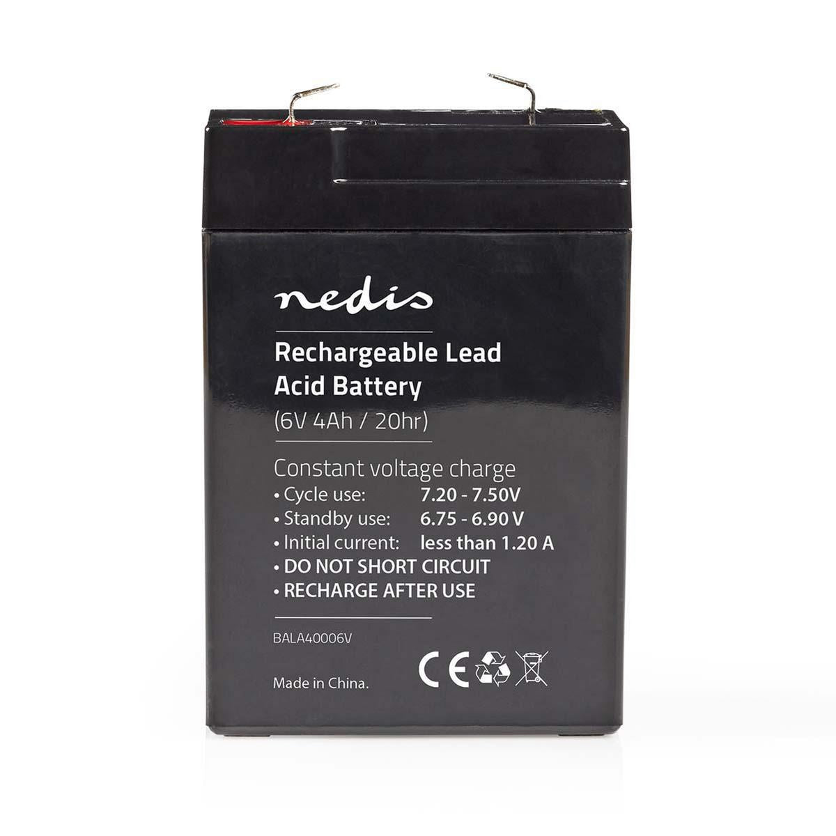 Nedis Rechargeable Lead-Acid Battery 6V 4500mAh 70 x 47 x 101mm BALA45006V