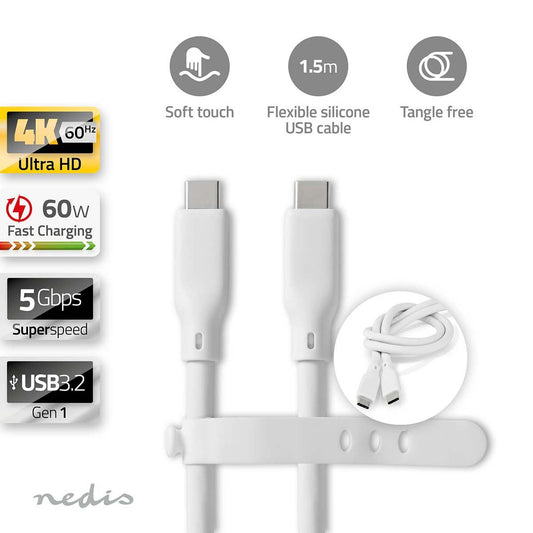 USB Cable USB3.2 Gen 1 USB-C Male USB-C Male 60W 4K@60Hz 5 Gbps Nickel 1.5m