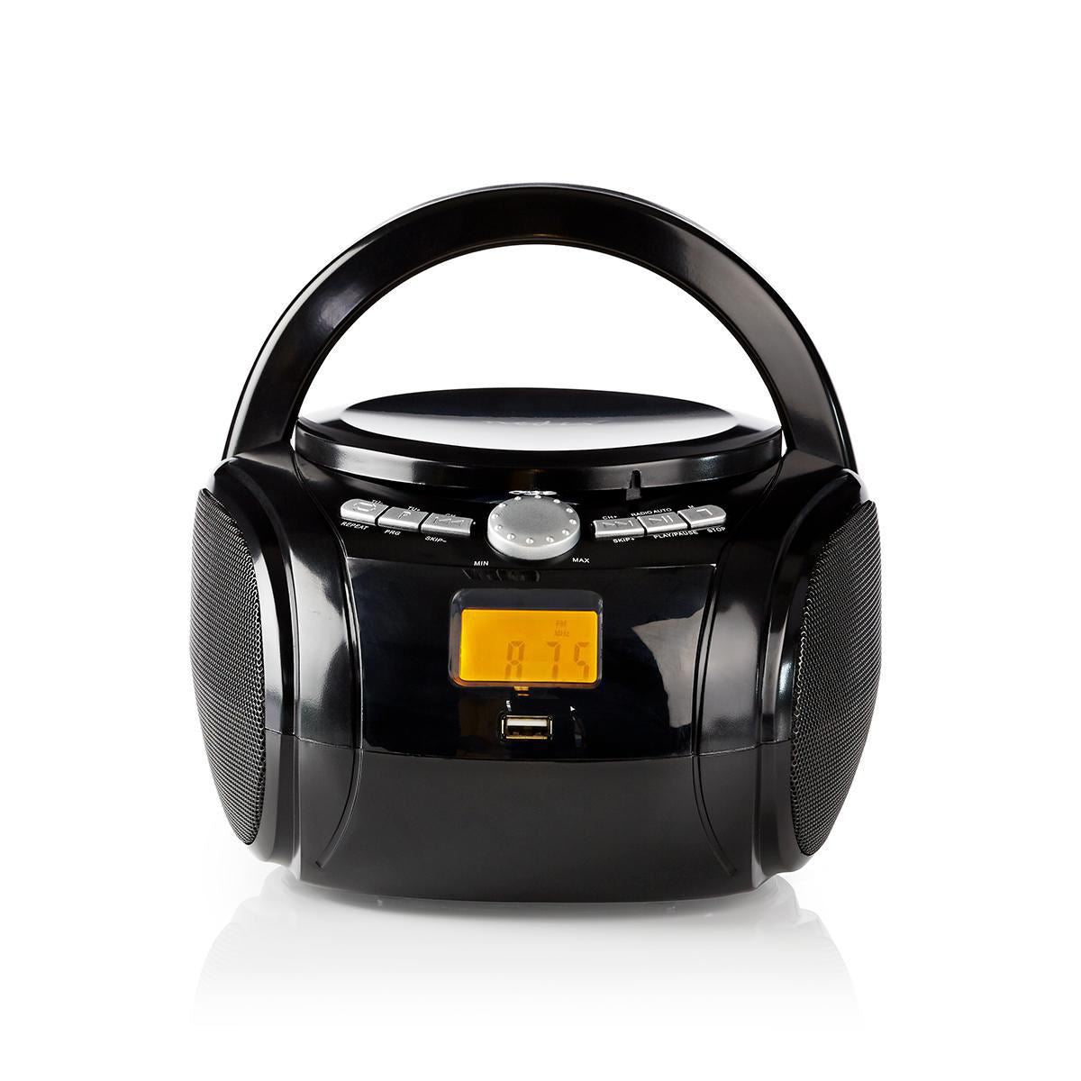 Nedis Boombox 9W Bluetooth® CD Player/FM Radio/USB/Aux Black