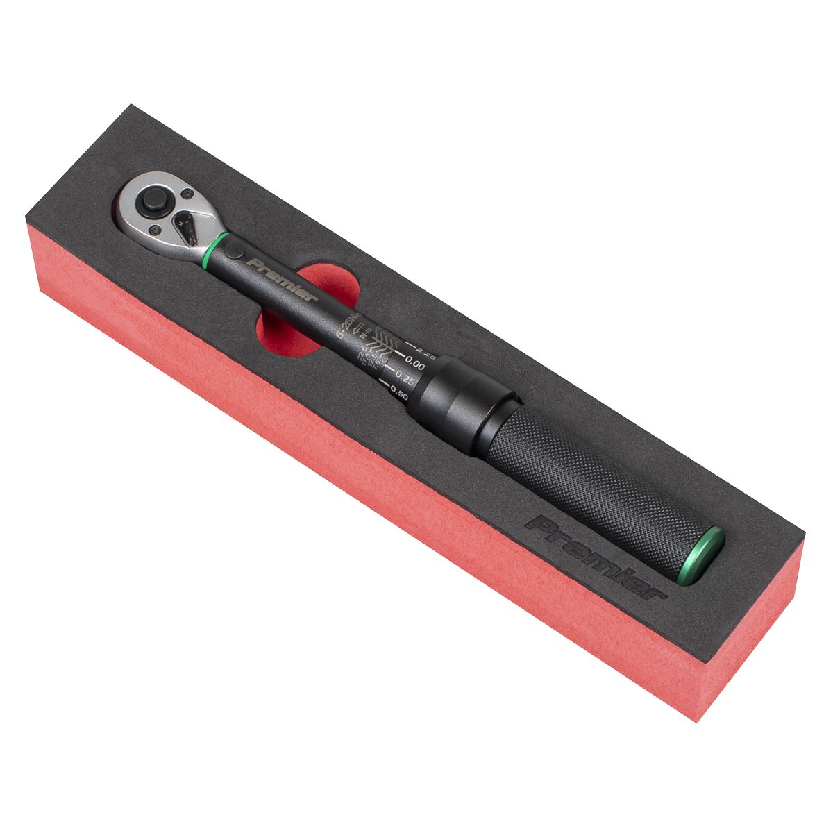 Sealey Premier Torque Wrench Micrometer Style 1/4"Sq Drive Calibrated 5-25Nm