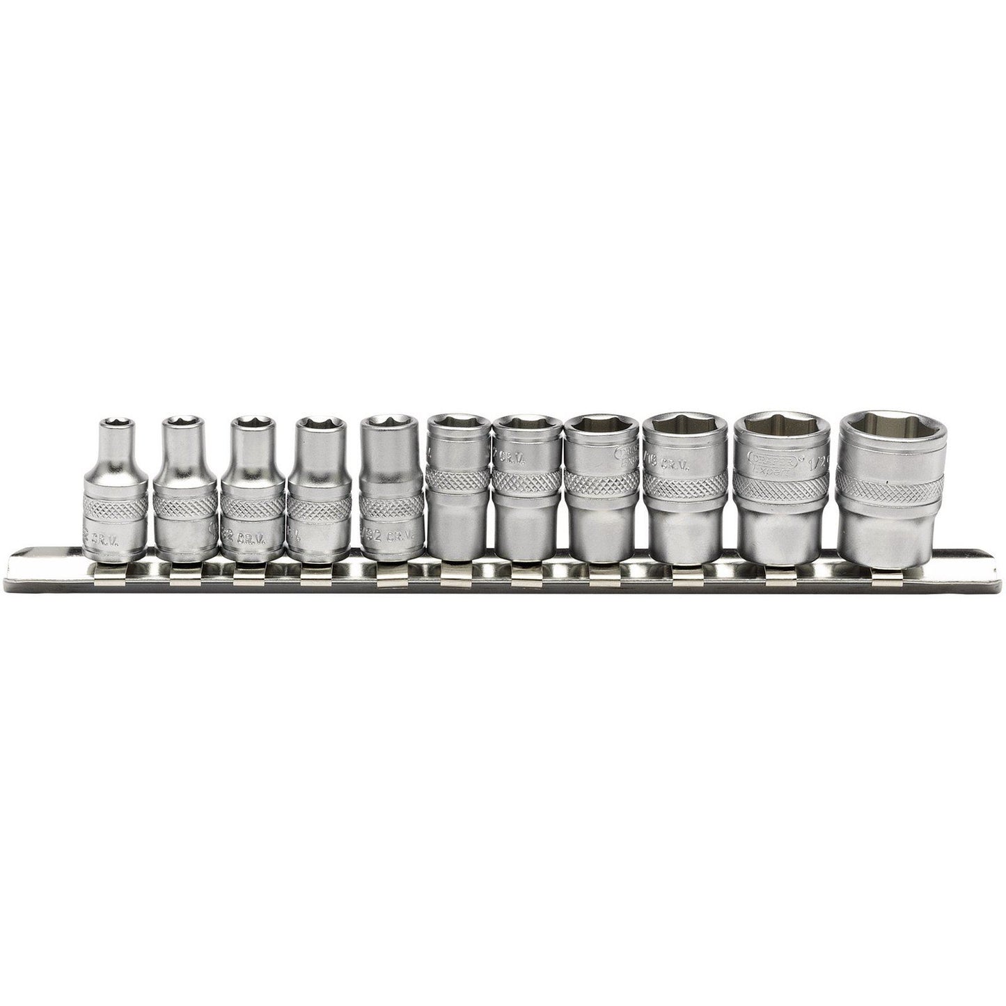 Draper Imperial Socket Set on a Metal Rail, 1/4" Sq. Dr. (11 Piece) - 16488