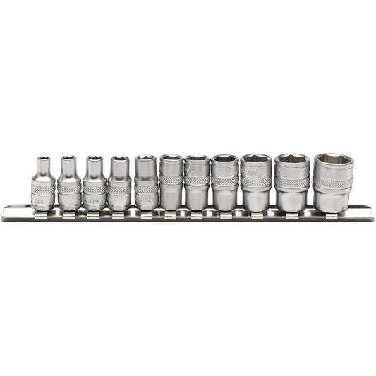 Draper Imperial Socket Set on a Metal Rail, 1/4" Sq. Dr. (11 Piece) - 16488
