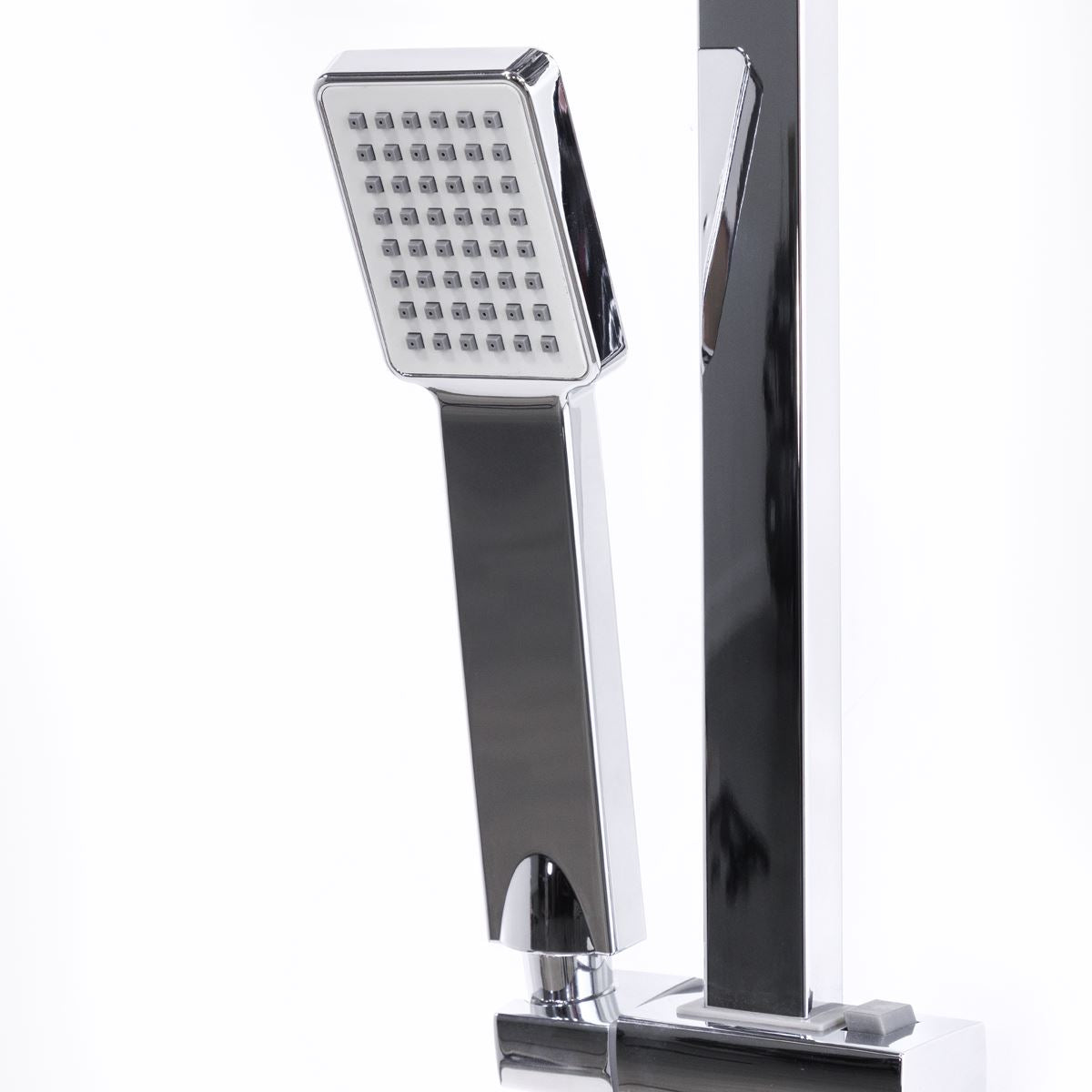 Baridi Thermostatic Shower Mixer Set, 20x20cm Square Head, Adjustable Rail - Chrome DH316