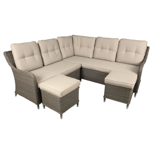 Sealey Dellonda Chester Rattan Wicker Outdoor 5 Seat Corner Sofa Set, Brown DG72