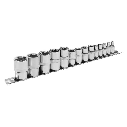 Sealey Siegen TRX-Star* Socket Set 14pc 1/4", 3/8" & 1/2"Sq Drive E4-E24 S01265