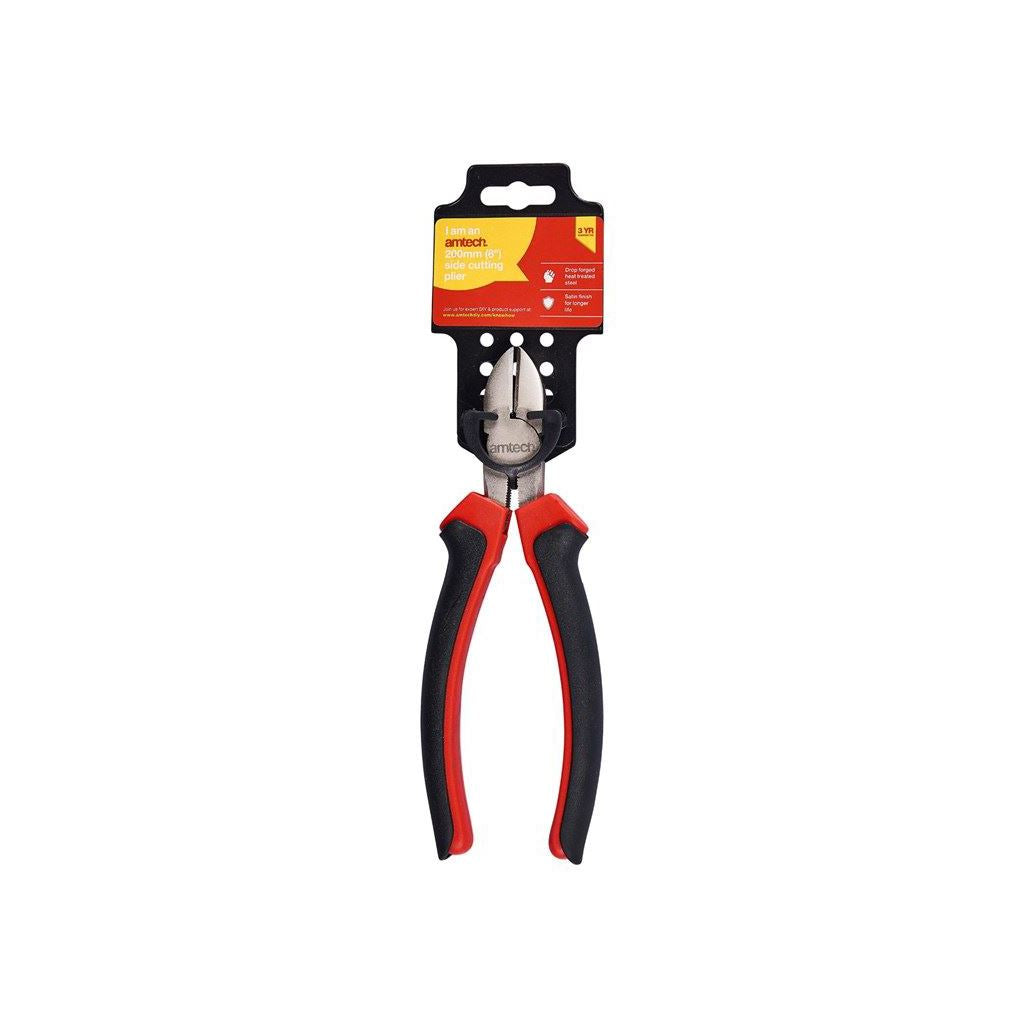 Amtech Professional 8" Side Cutting Pliers with Cushion Grip Colour Handle - B0640