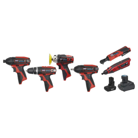 Sealey SV12 Series 6 x 12V Cordless Power Tool Combo Kit CP1200COMBO2