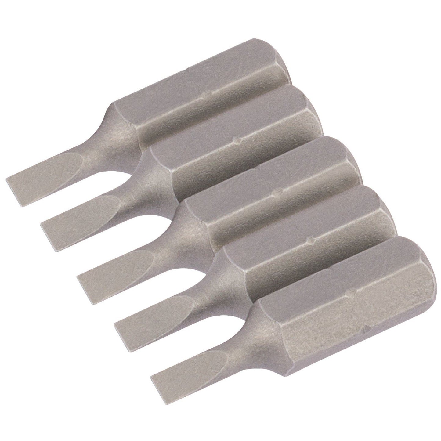 1x Pack Of 5 Draper Chrome Vanadium 3mm 1/4" Hex Plain Slot Insert Bit - 25mm - 63999