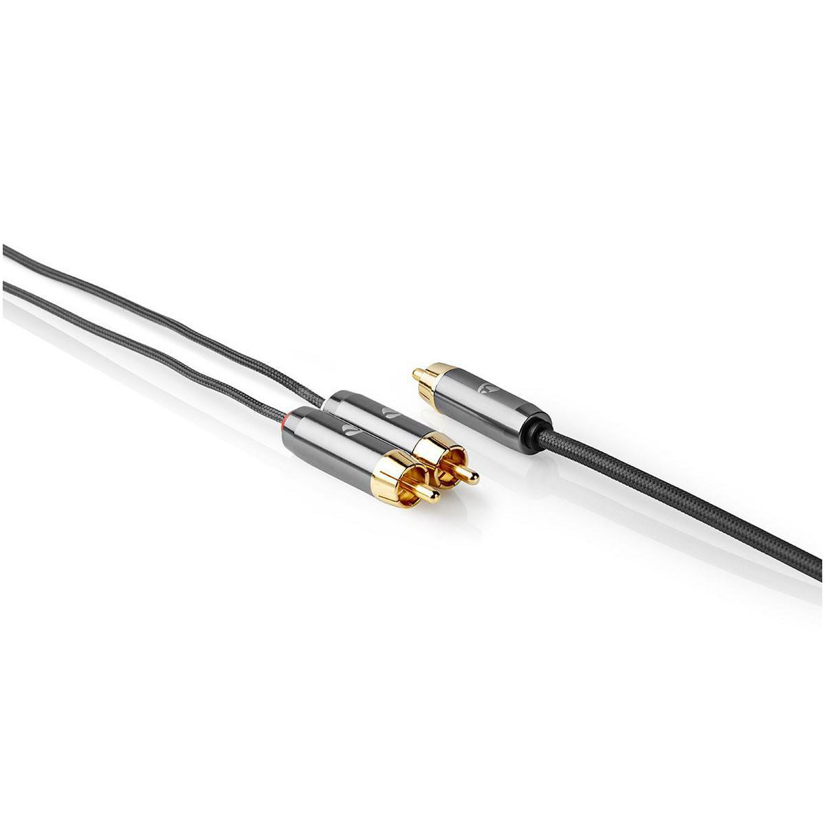 Nedis Subwoofer Cable RCA Male to 2x RCA Male 3m Gun Metal Grey Braided - CATB24000GY30